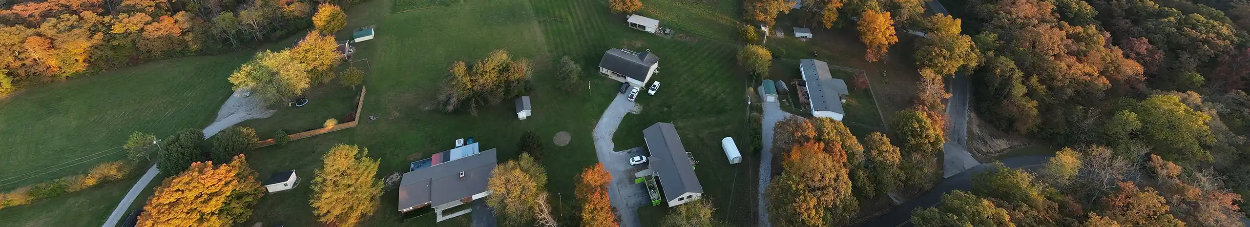 Overhead view of houses with land - Johnson Pest Control serving East Tennessee
